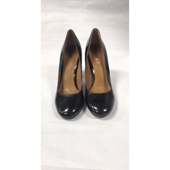 Franco Sarto Sarto Womens 6M Black Patent Block Heel Pumps Dress Shoes Classic - Picture 4 of 10